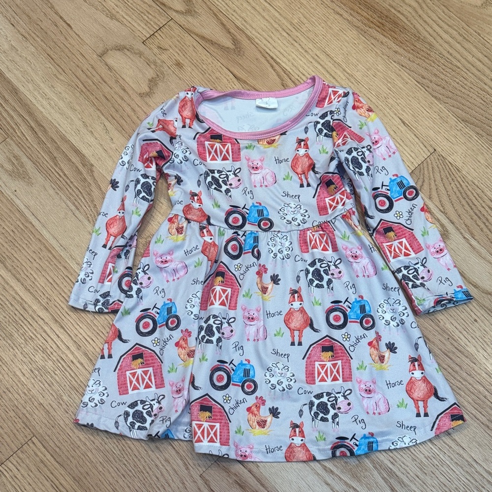 Farm Animal Print Long Sleeve Dress - Picture 1 of 1